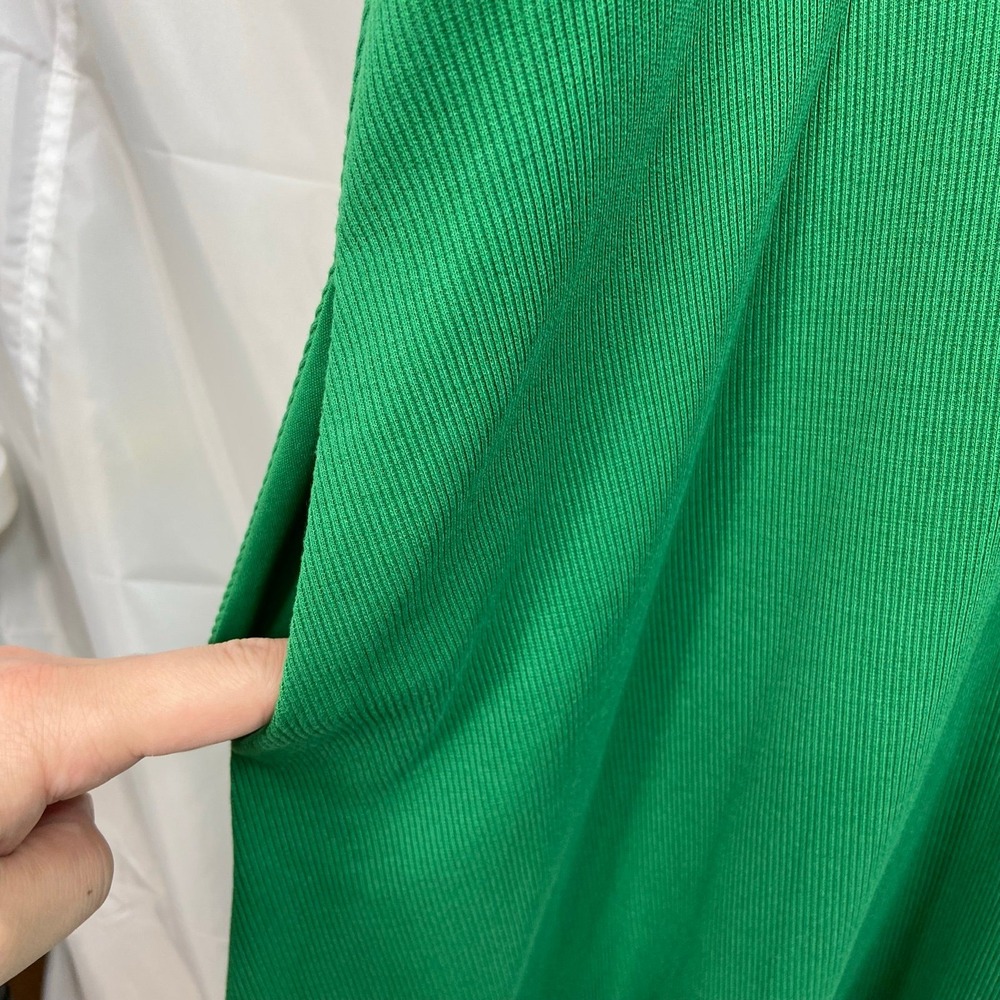 Who What Wear women's green high neck sleeveless ribbed flowy midi stretch dress - Picture 4 of 9